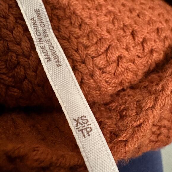 FREE PEOPLE Women's Turtleneck Oversized‎ Cable Knit Sweater Orange XS Eleven - Picture 6 of 13